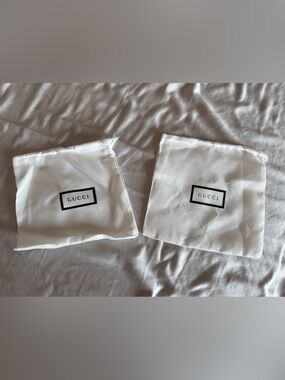 2 X Gucci Belt Dust Bag White With black Gross grain Drawstring 6.5” X6” Storage
